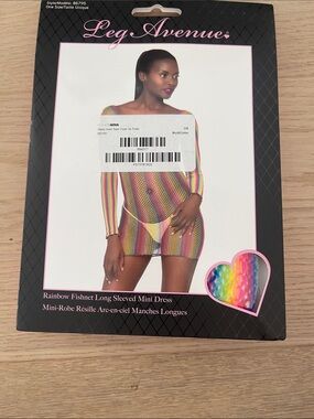 Leg Avenue Rainbow Fishnet Mini Dress - Multicolor